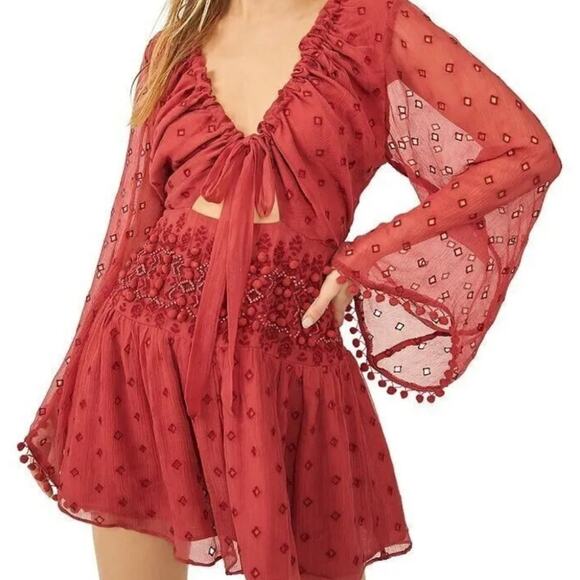 Free People Della Sole Beaded Embroidered Small Mini Dress - Picture 2 of 15